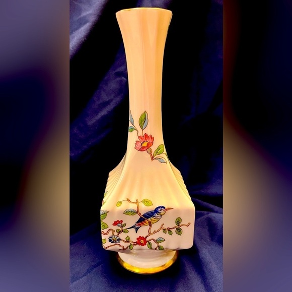 Pembroke Aynsley England Fine Bone China Gilded Milk White Glass Porcelain Vase - Picture 1 of 14